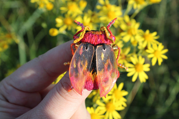 Broche scarabée " Cute fire"