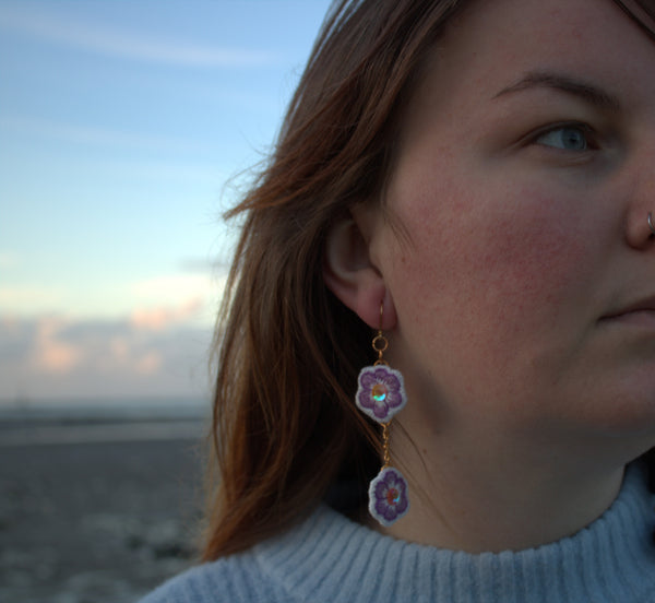 Boucles d'oreilles " Purple Anemone"