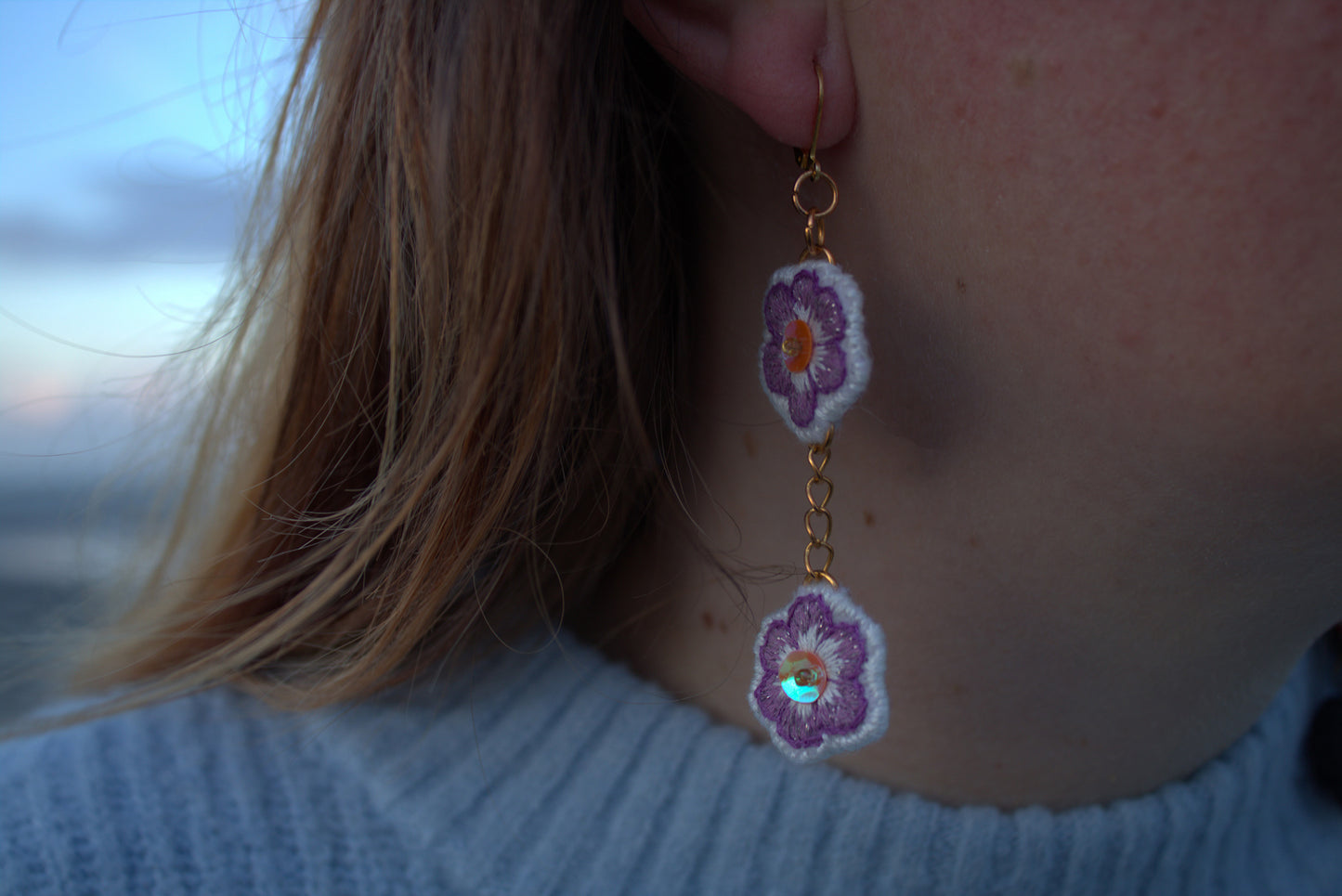 Boucles d'oreilles " Purple Anemone"