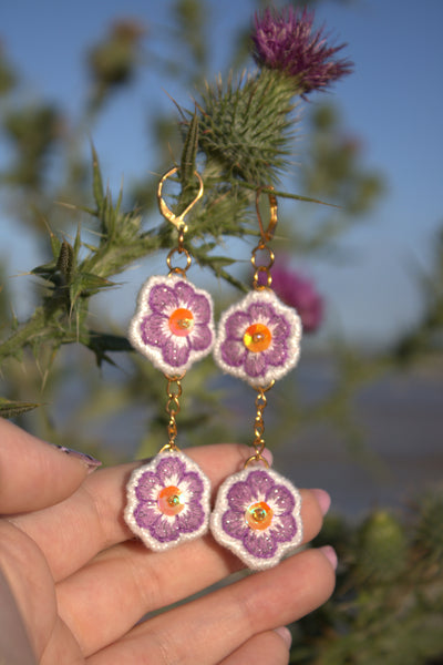 Boucles d'oreilles " Purple Anemone"