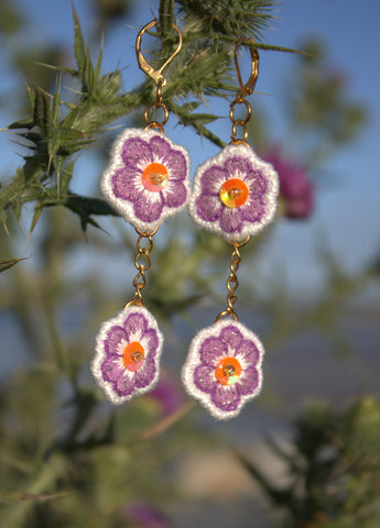 Boucles d'oreilles " Purple Anemone"